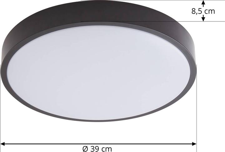 Produktbild Lindby Medon LED-Deckenlampe IP44 schwarz Ø38cm (2700 lm)