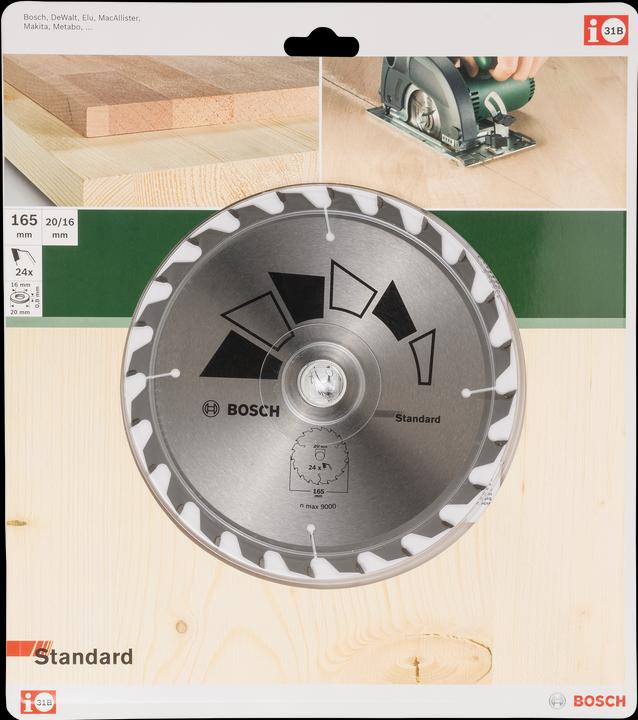 Produktbild Bosch Zubehör Kreissägeblatt STANDARD D= 165 mm Bohrung= 20 mm Z= 24