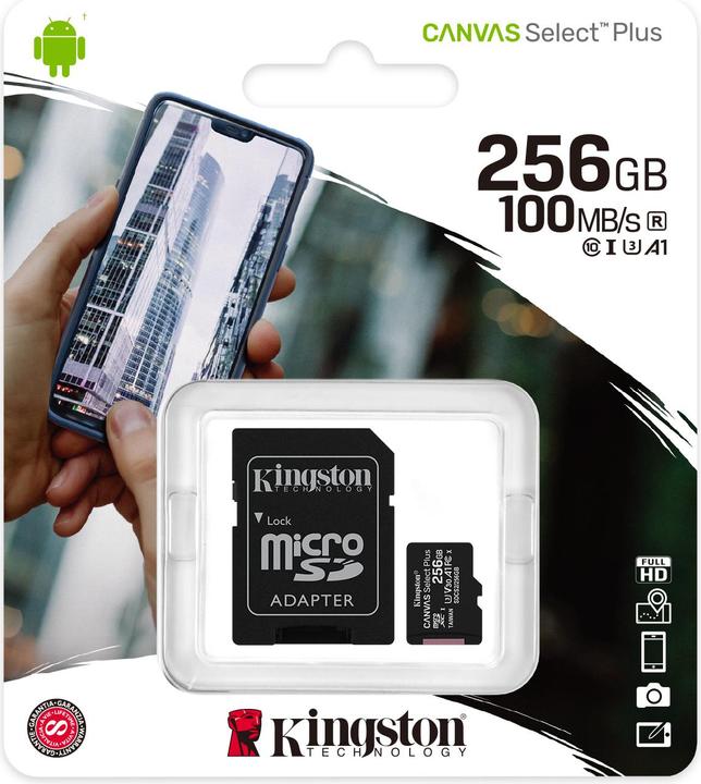 Immagine prodotto Kingston Canvas Select Plus (256 GB, microSDXC, U3, UHS-I)