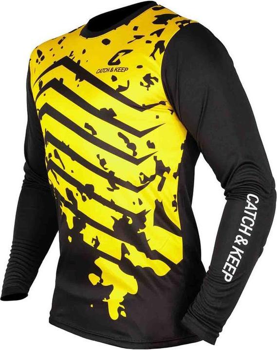 Catch & Keep Trikot Protection Torwarttrikot Gr. 140 Gelb-Schwarz Fussball Torwart Shirt Oberteil (140)