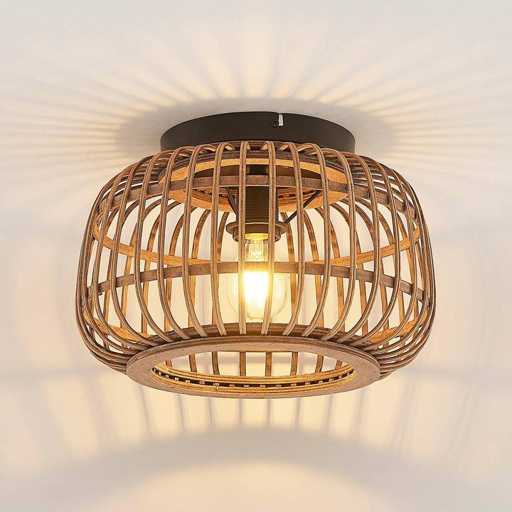 Produktbild Lindby Bominio Deckenleuchte aus Rattan, 33 cm (E27)