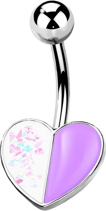 Star Piercing Banane silber Herz Opal Glitter und emaille violett (Chirurgenstahl 316L, Messing)
