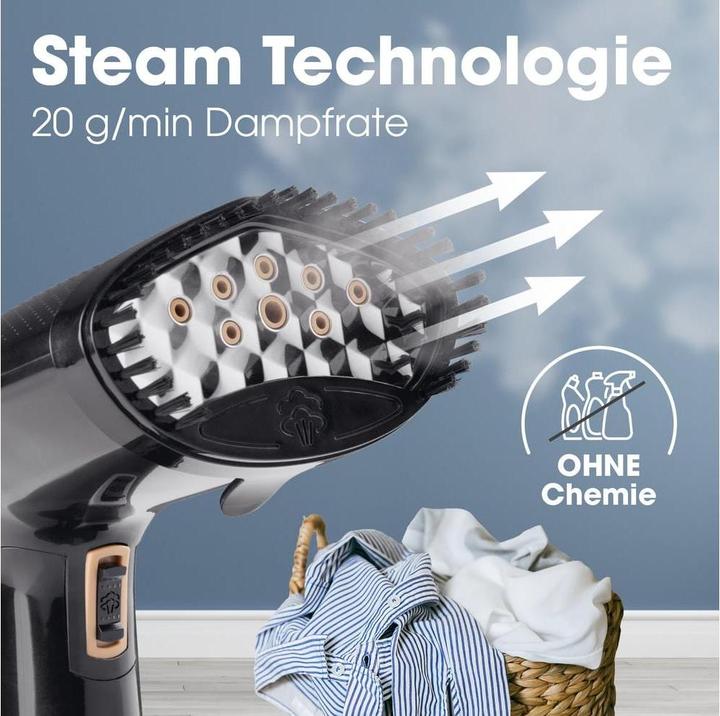 Produktbild CleanMaxx Dampfbürste 2-in-1 – 1600W schwarz 165 ml Tank (1600 W, 20 g/min)