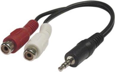 Produktbild Deltaco AA-6, 3.5mm, Männlich, 2 x RCA, Weiblich, Schwarz, Grau, Rot (0.20 m)