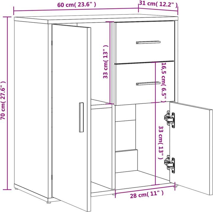 Image du produit VidaXL Buffet -chêne (60 x 31 x 70 cm)