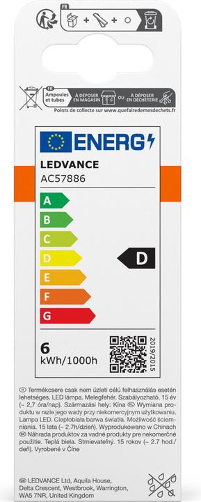 Energie-Label Osram Led Retrofit Classic B (E14, 6 W, 806 lm, 1 x, E)