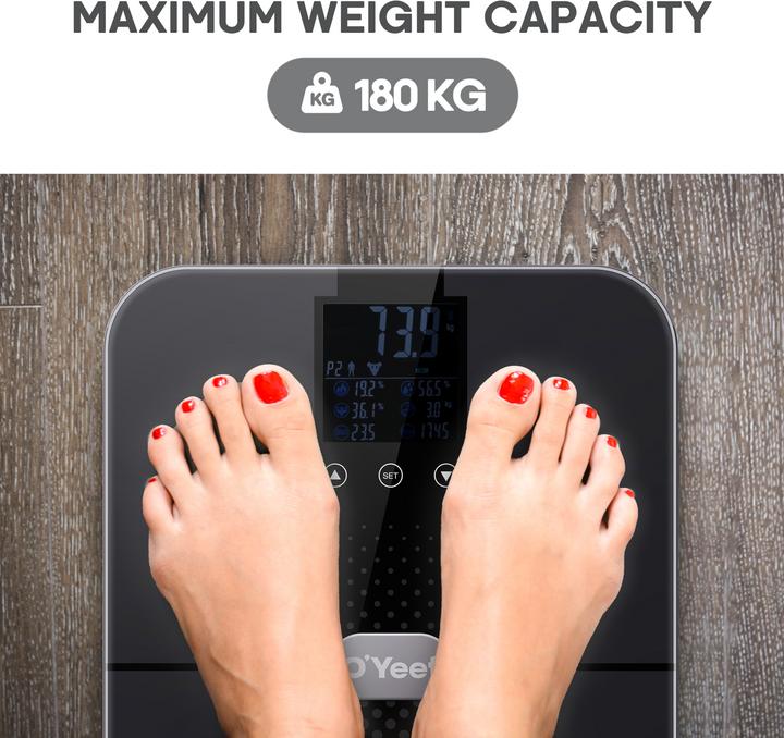 Actual product image OYeet O'Yeet Smarte Körperanalysewaage BS-OY02 Schwarz (180 kg)