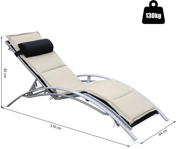 Immagine prodotto Outsunny Sedia a sdraio in alluminio (170 cm)