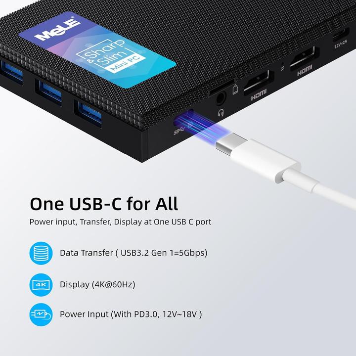 Produktbild Mele Quieter3C Mini-PC mit Windows 11 Pro (Intel Celeron N5105, 8 GB, 265 GB)