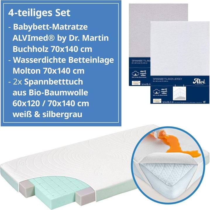 Actual product image Alvi Babymatratzen & Kindermatratzen 4-tlg. Matratzen-Set für Kinderbett 70x140 (70 x 140 cm)