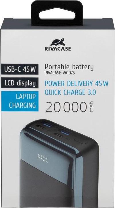 Produktbild Rivacase Batteriebank 20.000 Mah 45W Qc/Pd (20000 mAh, 45 W, 74 Wh)