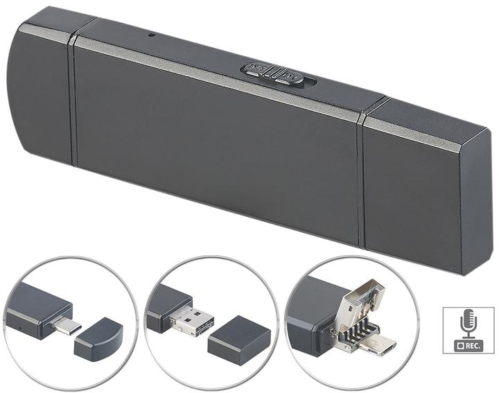 Produktbild Auvisio 2in1-USB-Stick & Voice-Recorder (8 GB, USB-A, USB-C)