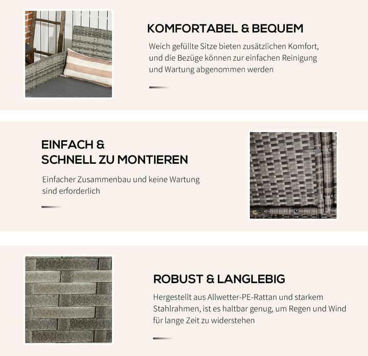Nährwerte und Zutaten Outsunny Rattan Loungesofa als 3-Sitzer