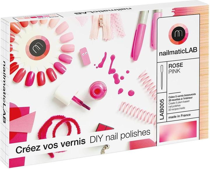 Actual product image Nailmatic Nail Polish (5 Labels, 1 Booklet With 20 Recipes, Pink - 5x Nail Polish 8ml, 10 pipettes, 5x Pre-Filled Mxing Base, Colour paint)