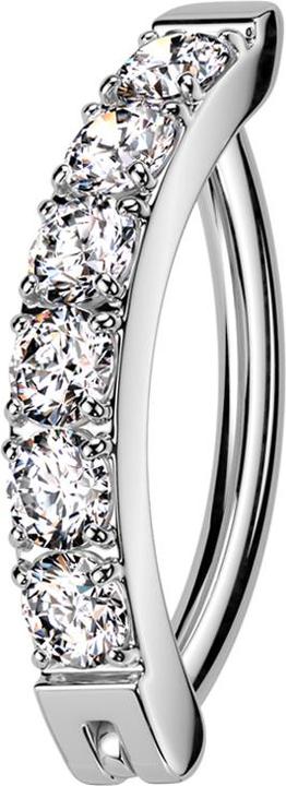 Produktbild Star Piercing Banane klappbar silber Schild eine Reihe Kristalle silber (ohne Messing, Titan G23)