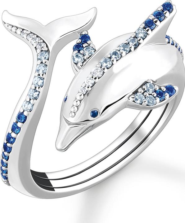 Produktbild Thomas Sabo Ring Delfin mit Blauen Steinen (52, 925 Silber)