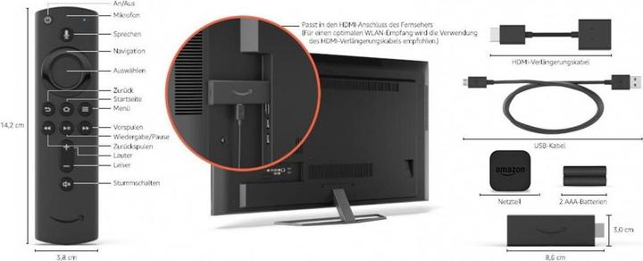 Produktbild Amazon Fire TV Stick (2021) inkl Alex Sprachfernbedienung (8 GB, Fire OS)