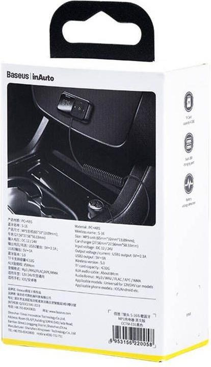 Actual product image Baseus Car Bluetooth MP3 Player T Shaped S-16 Black OS