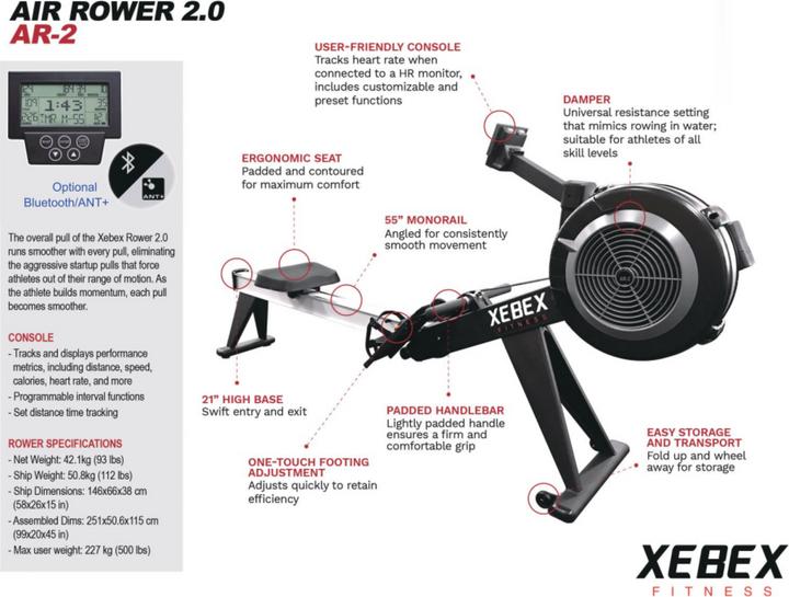 Actual product image Xebex Rower 2.0 Smart Connect