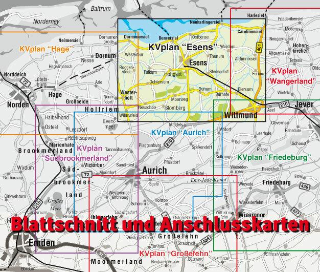 Produktbild Esens, KVplan, Radkarte/Freizeitkarte/Stadtplan, 1:25.000 / 1:15.000 / 1:5.000