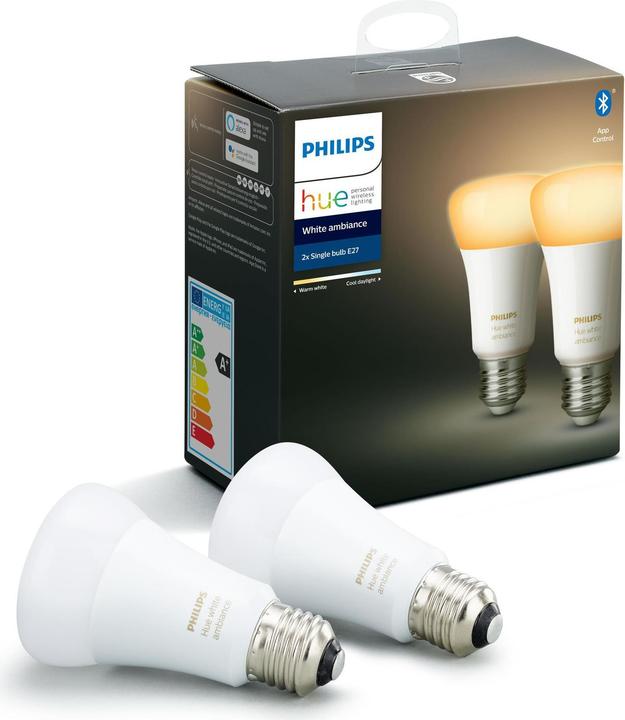 Produktbild Philips Hue White Ambiance BT (E27, 9 W, 806 lm, 2 x, F)