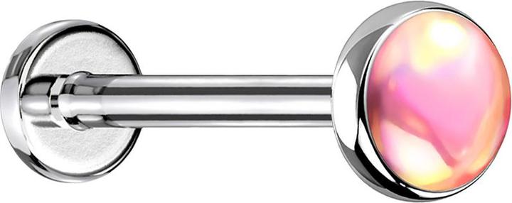 Star Piercing Micro Labret silber mit Scheibe irisierend pink (Chirurgenstahl 316L, ohne Messing)