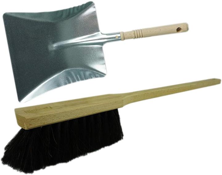 Produktbild Novaliv Kehrgarnitur mit Handfeger Langer Stiel I 60 cm I Rosshaar I Kehrschaufel Set Kehrset Handkehrset (1 Stk.)
