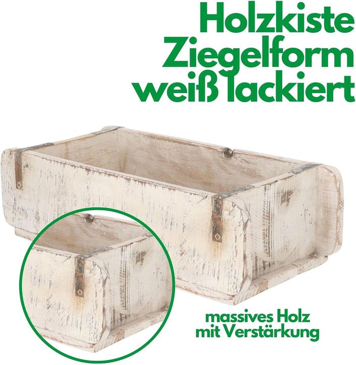 Actual product image Novaliv Holzkiste Vintage Weiss 30 x 15 x 10 cm Alte Ziegelform Holz EIN KAMMER Allzweckkiste aus rec (30 x 15 x 10 cm)