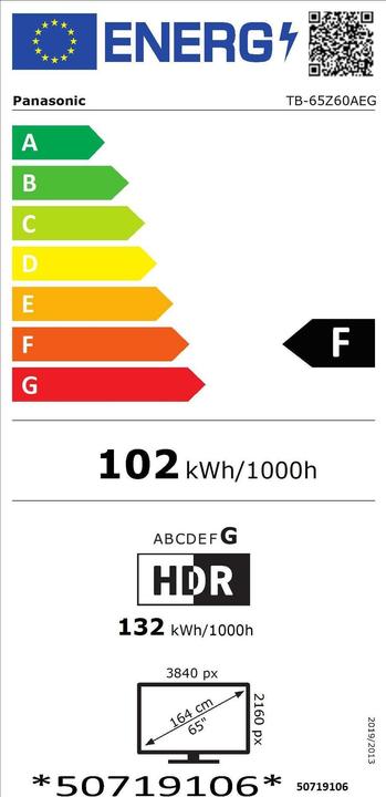 Energie-Label Panasonic TB-65Z60AEG (65", OLED, 4K)