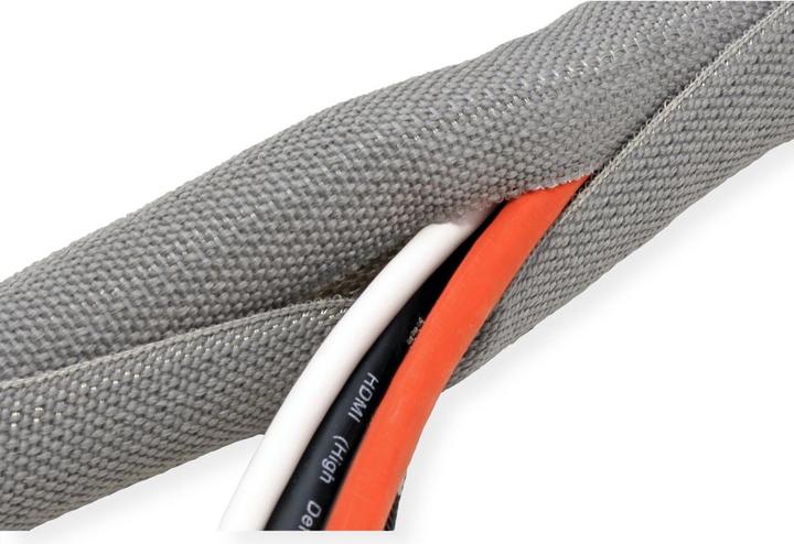 Actual product image Value Fabric hose SNAP for cable bundling, gray, 2.5m 2.5m (Cable conduit, 250 cm)