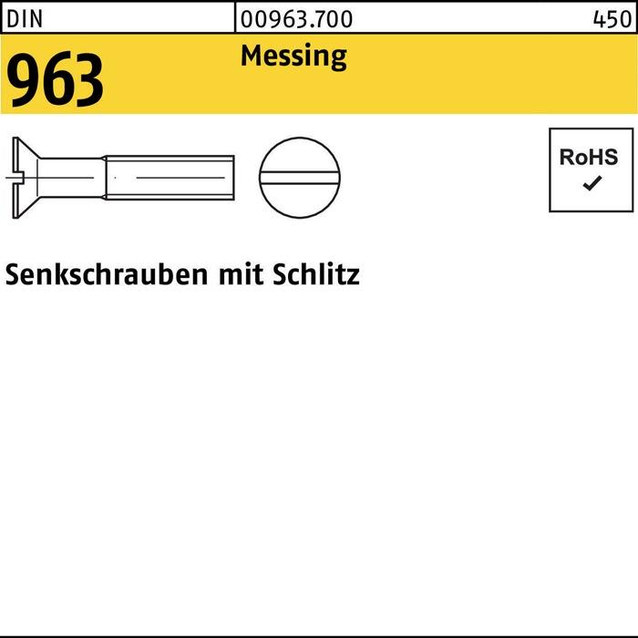 Produktbild Senkschraube DIN 963 Schlitz M 4 x 6 Messing (1000 Schrauben pro Stück)