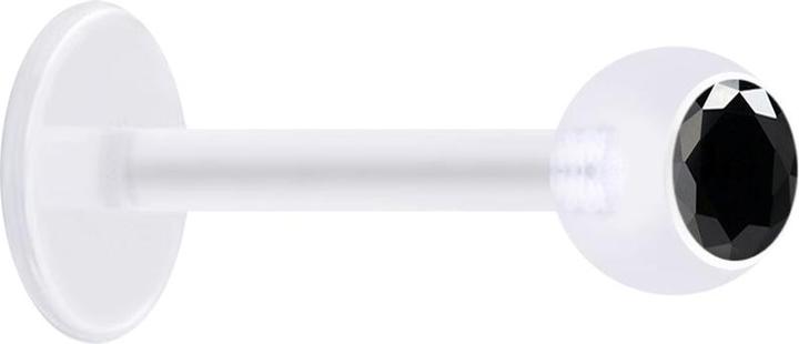 Actual product image Star Piercing Micro Labret transparent with ball and crystal black (without brass, Bioflex)