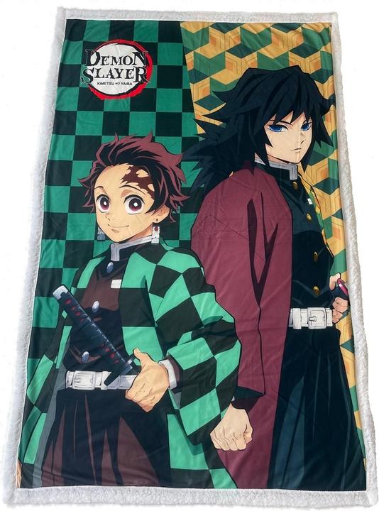 Actual product image Homadict PLAID SHERPA 100X150 CM DEMON SLAYER TANJIRO & TOMIOKA