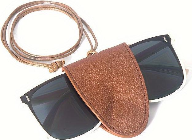 Only-Bags.Store PU Leder Brillenetui mit Nackenband - Tragbare magnetische Sonnenbrillenhalterung - Universal Fit
