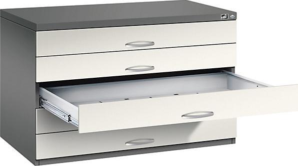 Immagine prodotto C+P CP 7100 Armadio Plan grigio vulcanico, bianco perla 5 cassetti 110,0 x 76,5 x 76,0 cm