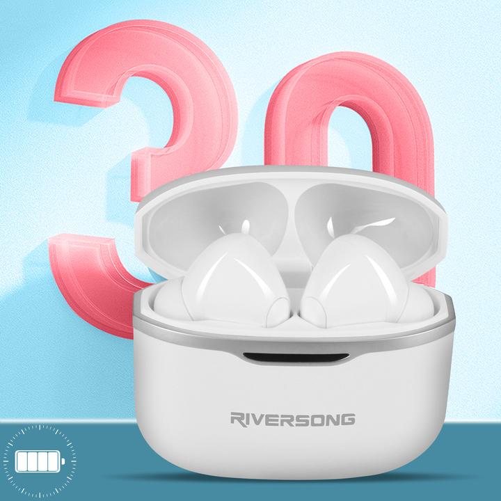 Actual product image Riversong Bluetooth earphones AirFly L6 TWS white EA221 (ANC, 30 h, Wireless)