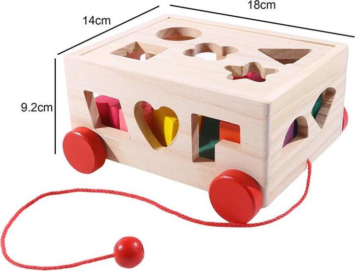 Produktbild Activity Board Form Sortierer Spielzeug hölzerne ziehen entlang Auto Form übereinstimmende Blöcke Box Kinder