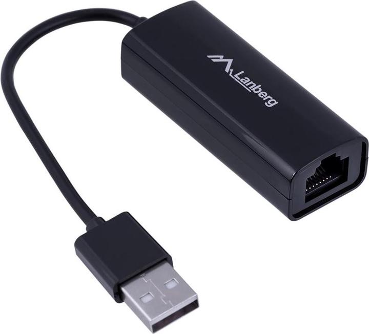 Actual product image Lanberg NC-0100-01 Cable Interface / Gender Adapter USB-A RJ-45 Black (USB, RJ45 (2x))