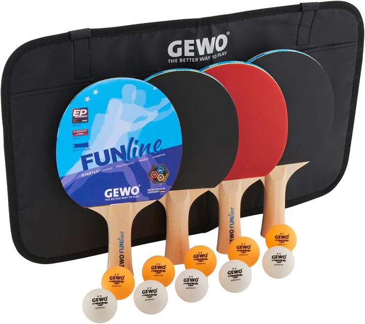 Gewo FunLine Tischtennisschläger Set mit Bällen und Aufbewahrungstasche