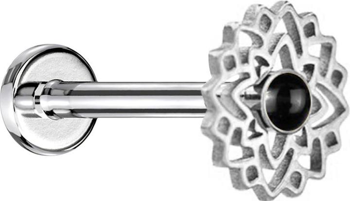 Star Piercing Flared Tunnel schwarz Gasmaske (ohne Messing, Mineralisch, Chirurgenstahl 316L)