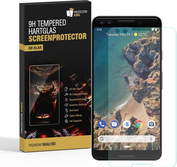 Produktbild Protectorking 1x echtes Tempered 9H Panzerhartglas 3D KLAR (1 Stück, Google Pixel 3)