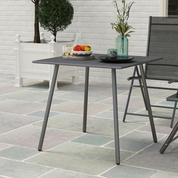 Produktbild Swisshandel24 Gartentisch Stahl 80x80x74 cm rutschfest Grau (80 cm)
