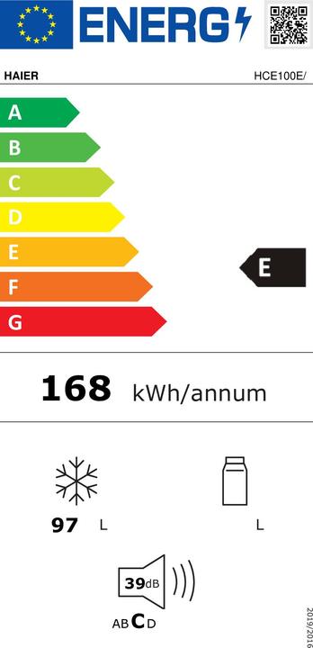 Energie-Label Haier HCE100E Tiefkühltruhe Kostenlose Installation (Freistehend, 97 l)