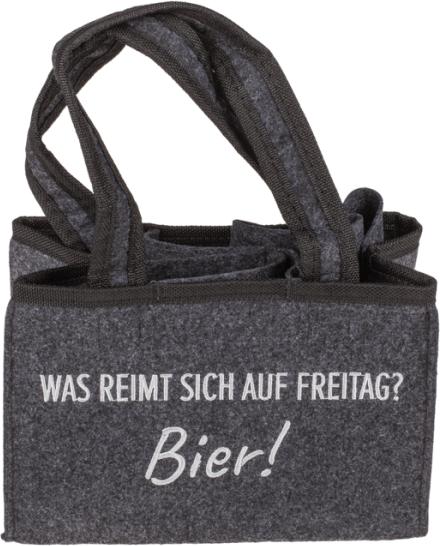 Actual product image Magni Out of the Blue bottle bag beer carrier bottle carrier for 6 bottles "what rhymes with Friday?