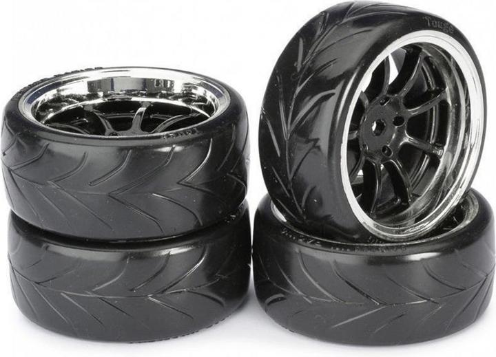Immagine prodotto Absima Set di ruote Drift LP a 9 razze profilo A nero/cromo 1:10