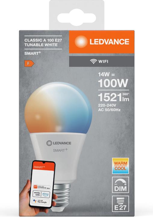 Produktbild Ledvance Smart+ Wifi Classic (E27, 14 W, 1521 lm, 1 x, F)
