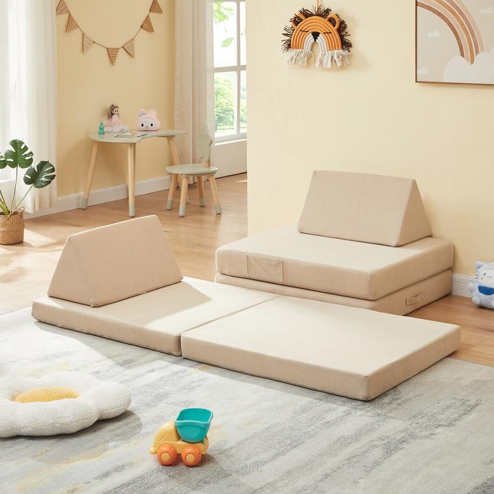 Produktbild En.Casa Spielsofa Norhulta 5-tlg. 150x66x46 cm Cord Beige (Kindersofa)