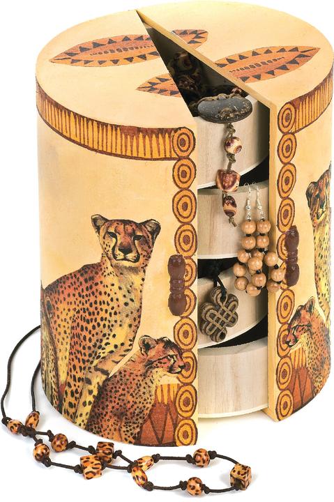 Actual product image VBS Cabinet with 4 compartments, round, raw wood, Ø approx. 15 x H 20.5 cm