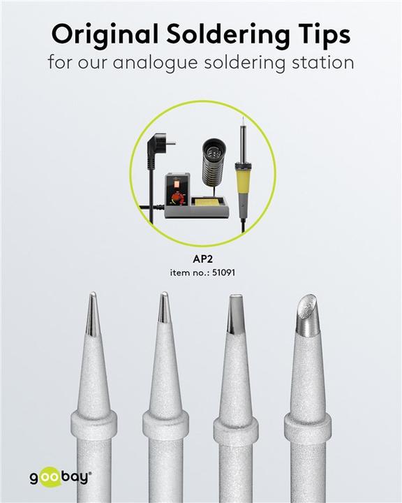 Image du produit Goobay Jeu de pannes de rechange pour station de soudage AP 2, 4 modèles différents (Panne de soudure)