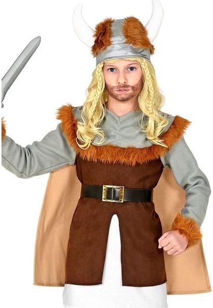 Produktbild Widmann Wikinger Kostüm Jungen Tunika mit Gürtel und Umhang, Beinstulpen, Helm (104)